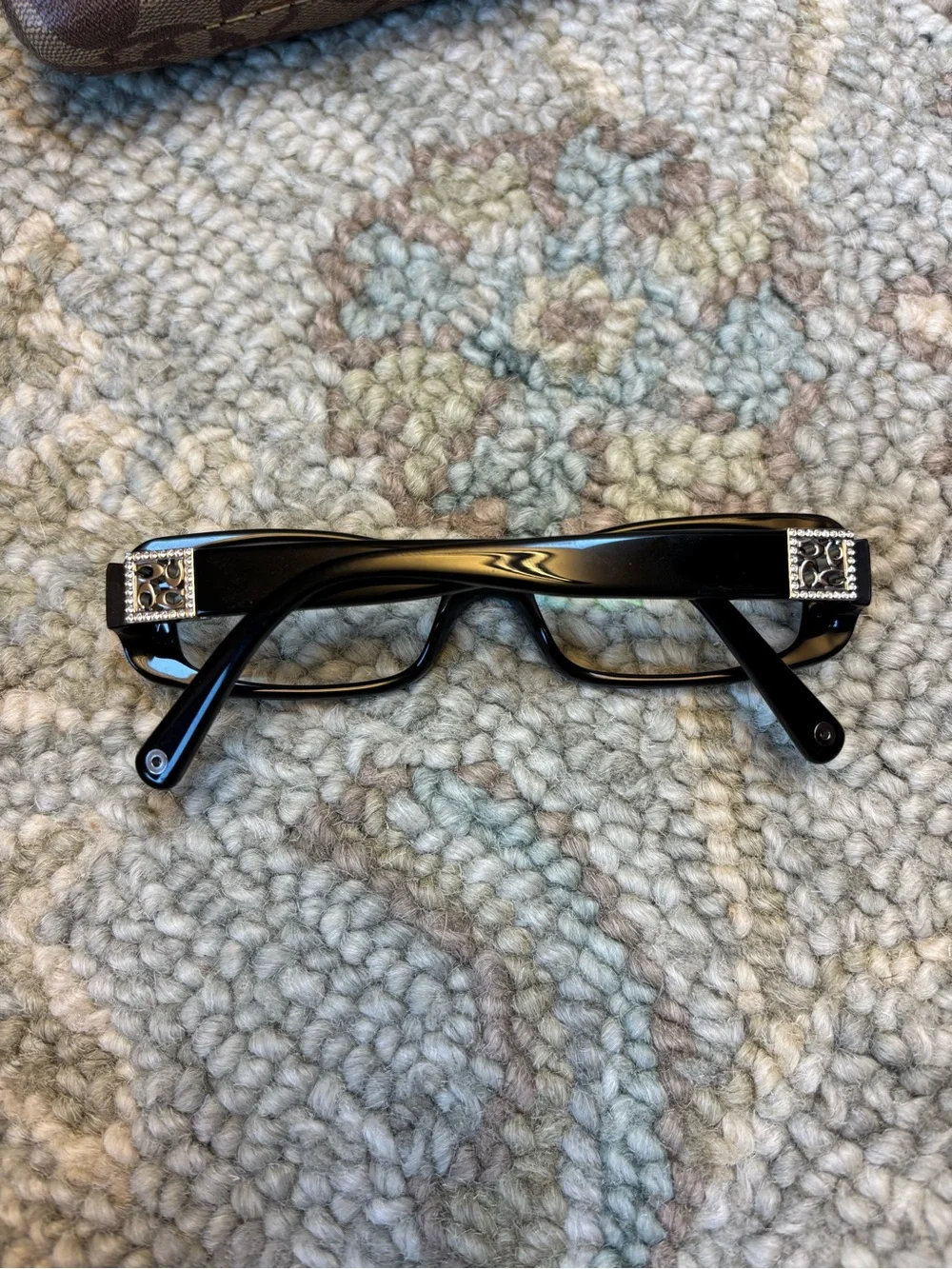 Coach Black and Gold Accent Rectangular Eyeglasses